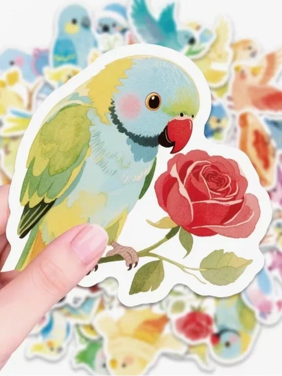 56 Cute Parrot Stickers Pastel Colors Party Favors Birds Crafts - Picture 2 of 10
